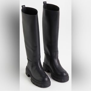 H&M faux leather lug sole boots